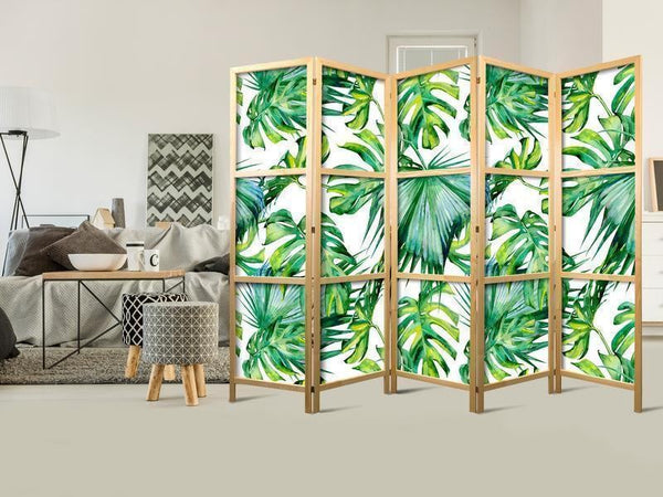 Paravento giapponese - Monstera and Palm Leaves II