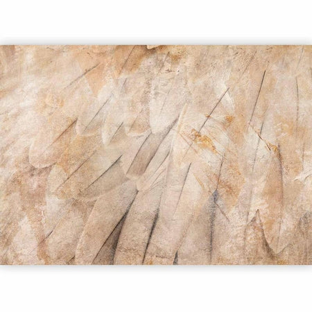 Carta da parati - Birds wings - minimalist close-up on beige feathers with pattern