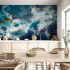 Carta da parati - Stormy ocean - abstract blue composition in watercolour style