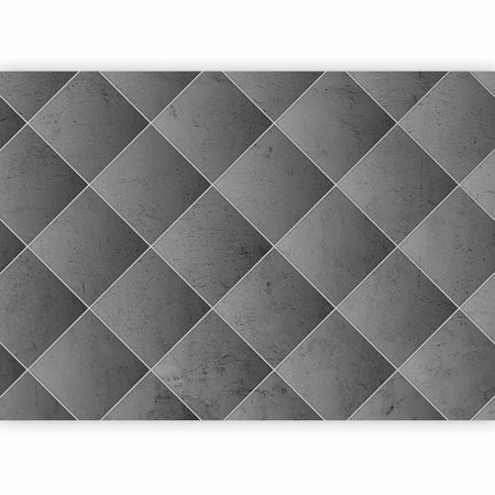 Carta da parati - Grey symmetry - geometric concrete pattern with white joints