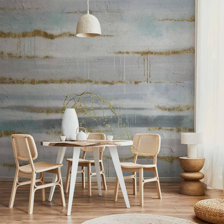 Carta da parati - Modernist background - abstract stripes pattern with gold patterns