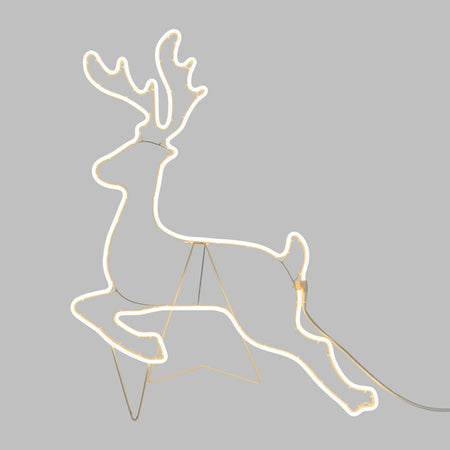 Renna galoppante luminosa ad effetto neon con led bifacciale addobbi natalizi per esterno