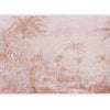 Carta da parati - Landscape with temple - engraving of Indian architecture with palm trees