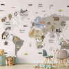 Carta da parati - Pastel Map - Animals and Continents for Childrens Room