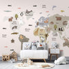 Carta da parati - Pastel Map - Animals and Continents for Childrens Room