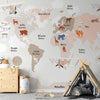 Carta da parati - World Map in Beige Tones for Childrens Room