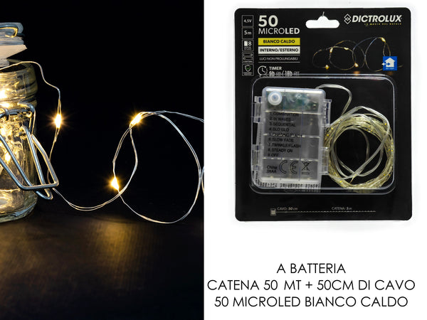 Catena 50 Microled con Timer Bianco Caldo