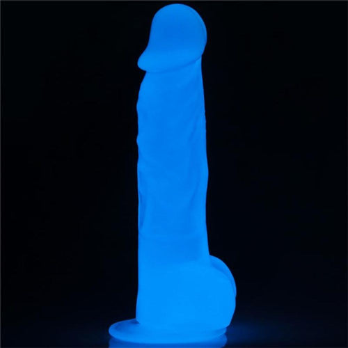 Dildo Trasparente Fluo 8.5 LUMINO AZZURRO 21,5 CM