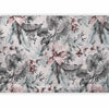 Carta da parati - Nature in retro style - landscape with leaves and flowers in grey tones