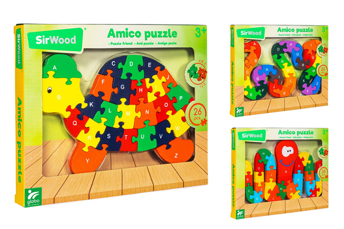 Puzzle Legno 26 pezzi Lettere/numeri 3 Assortimenti