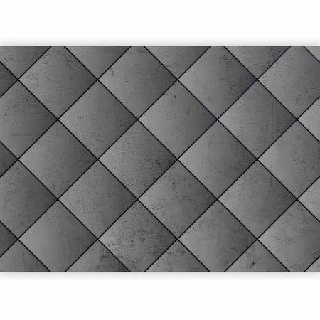 Carta da parati - Grey symmetry - geometric pattern in concrete pattern with black joints