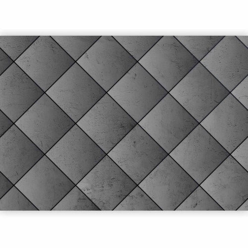 Carta da parati - Grey symmetry - geometric pattern in concrete pattern with black joints