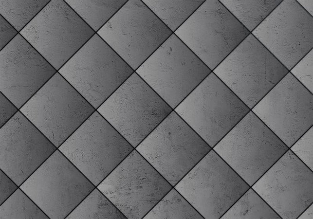 Carta da parati - Grey symmetry - geometric pattern in concrete pattern with black joints