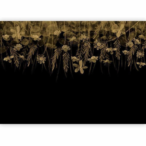Carta da parati - Nature landscape - black abstract nature motif with flowers in sepia