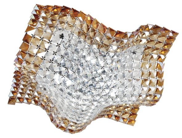 Plafoniera Onda Cristalli K9 Ambra Incastonati Lampada Moderna G9