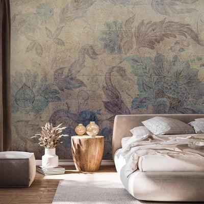 Carta da parati - Floral decorations - plant motif with ornaments in vintage style