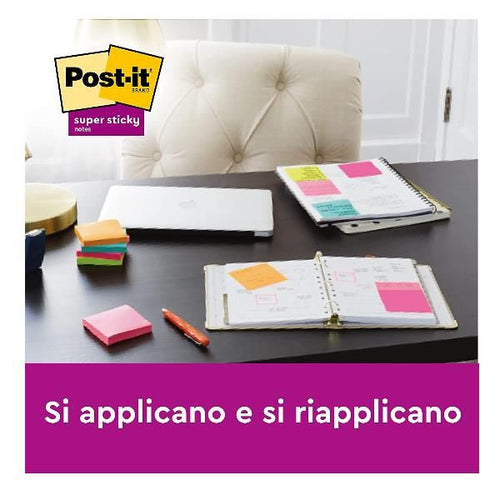 Foglietti riposizionabili super sticky notes post-it� giallo canary 76x127 mm - 12 blocchetti da 90 ff - 7100290175 - 124758