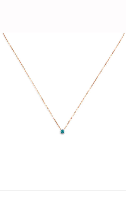 KURSHUNI - Collana rosata con punto luce azzurro