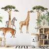 Carta da parati - Jungle Animals on White Background Made With Watercolour Technique