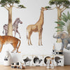 Carta da parati - Jungle Animals on White Background Made With Watercolour Technique