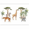Carta da parati - Jungle Animals on White Background Made With Watercolour Technique