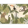 Carta da parati - Leaves and Shapes - Jungle in Faded Colours With Animals