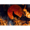 Carta da parati - Wild nature - wolf on a background of a red moon in flames of fire