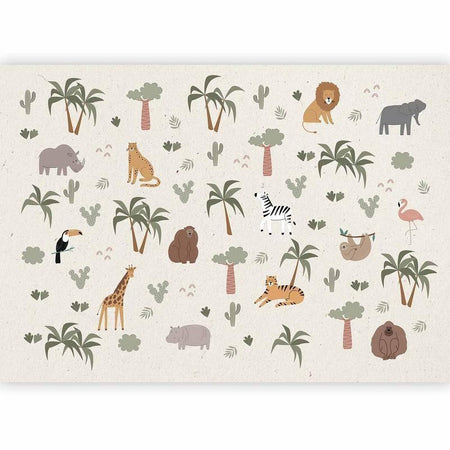 Carta da parati - African Composition - Animals for the Childrens Room on a Paper Background
