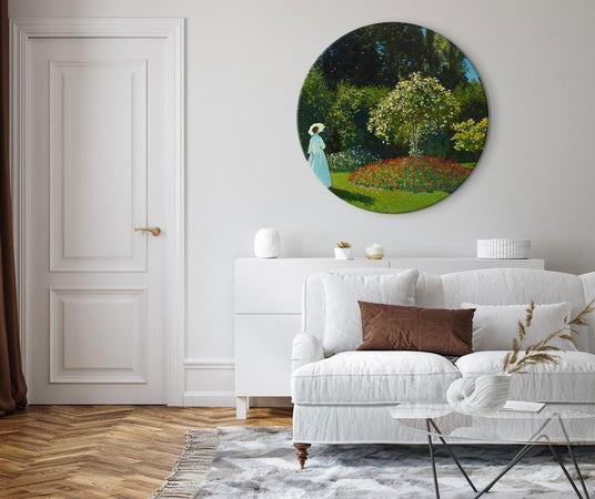 Quadro rotondo Donne in giardino Claude Monet riproduzione