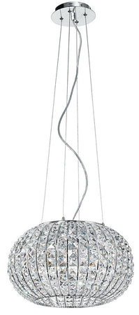 Lampadario a Sospensione Circolare Cristalli K9 Squadrati Metallo Classico E27