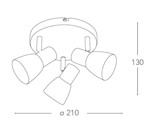 Plafoniera dalla forma tonda a tre luci di colore nickel 40 watt E14