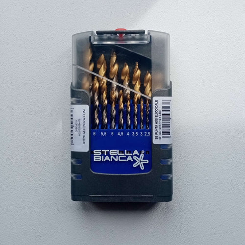 Stella Bianca set 19 punte elicoidali HSS Cobalto 8% DIN 338 con imbocco a gradini