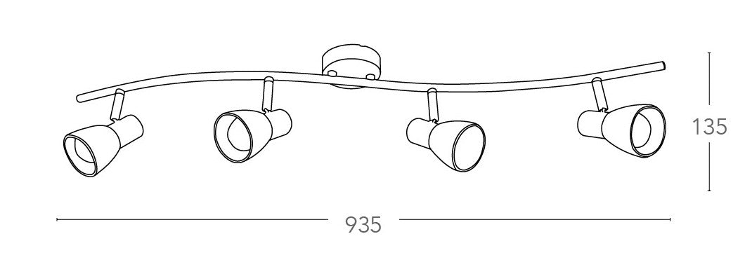 Plafoniera elegante di colore nickel a quattro luci 40 watt E14