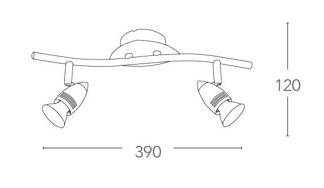 Plafoniera a due luci dalla linea morbida 42 watt 2800 kelvin GU10