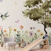 Carta da parati - Spring Meadow - a Clearing With Flowers Painted in Watercolours