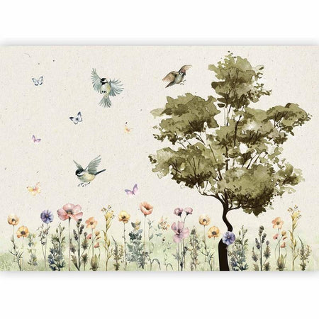 Carta da parati - Spring Meadow - a Clearing With Flowers Painted in Watercolours