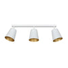 Plafoniera A Faretti 3 Luci Prism Con Coni In Acciaio Bianco E Oro Interno