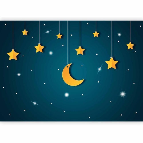 Carta da parati - Skyline - turquoise night sky landscape with stars for children
