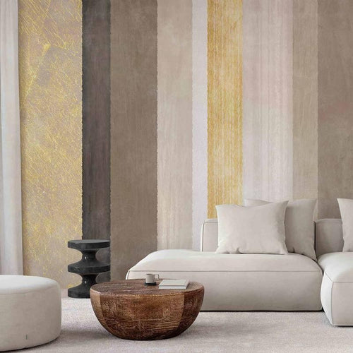 Carta da parati - Striped pattern - abstract background in various stripes with gold pattern