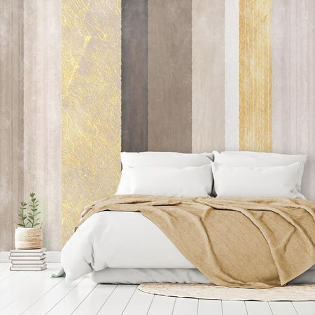 Carta da parati - Striped pattern - abstract background in various stripes with gold pattern