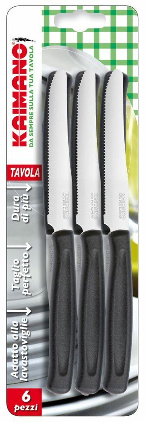 KAIMANO COLTELLO DINAMIK DA TAVOLA LAMA DENTATA - LAMA DA 11 CM- PZ 6 NERO