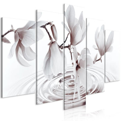 Quadro - Magnolias over Water (5 Parts) Wide Grey
