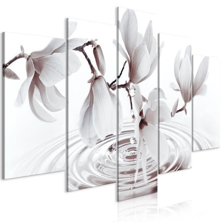 Quadro - Magnolias over Water (5 Parts) Wide Grey