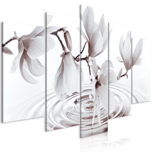 Quadro - Magnolias over Water (5 Parts) Wide Grey