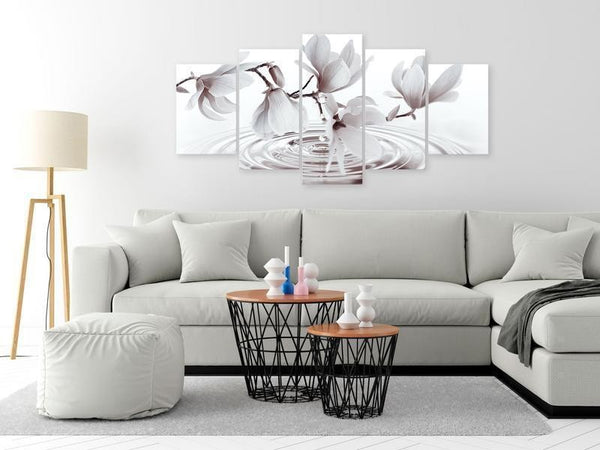 Quadro - Magnolias over Water (5 Parts) Wide Grey