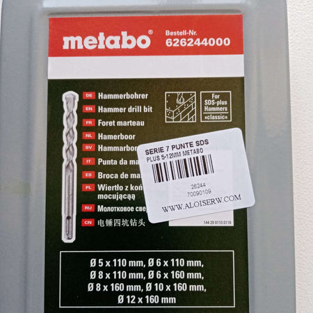 Metabo set 7 punte per muro a 2 taglienti attacco sds-plus