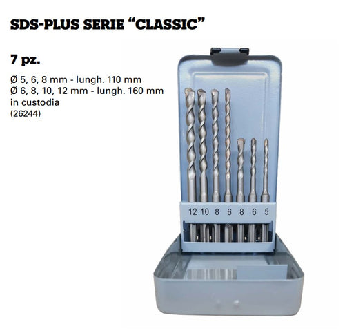 Metabo set 7 punte per muro a 2 taglienti attacco sds-plus