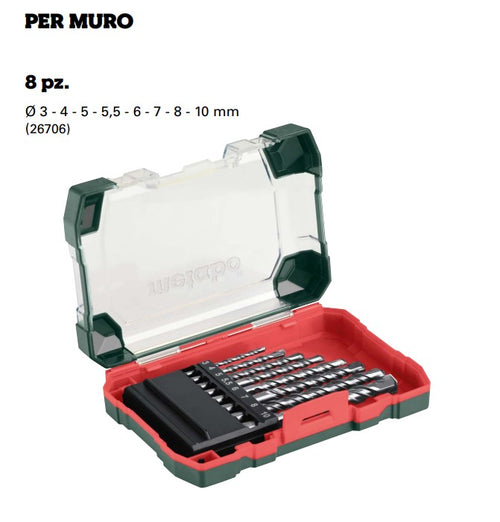 Metabo set 8 punte per muro a 2 taglienti attacco normale