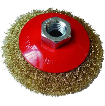 Spazzola Circolare Conica 100 mm. con Fili Ottone Ondulati d.0,30 mm Blinky