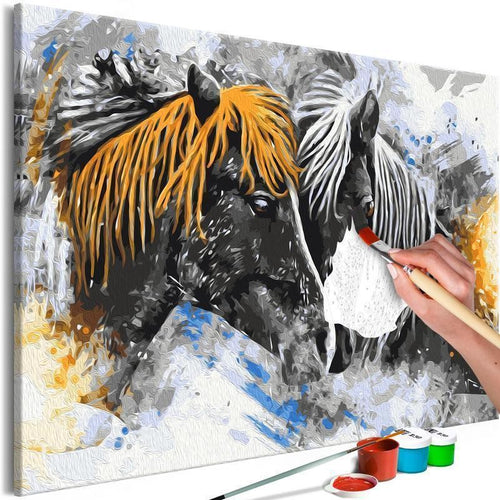 Quadro fai da te - Black and Yellow Horses